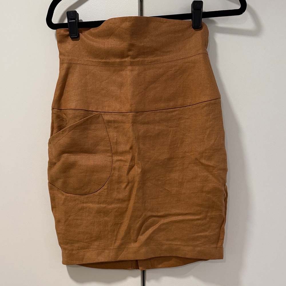 Thierry Mugler Rust Linen Pencil Skirt